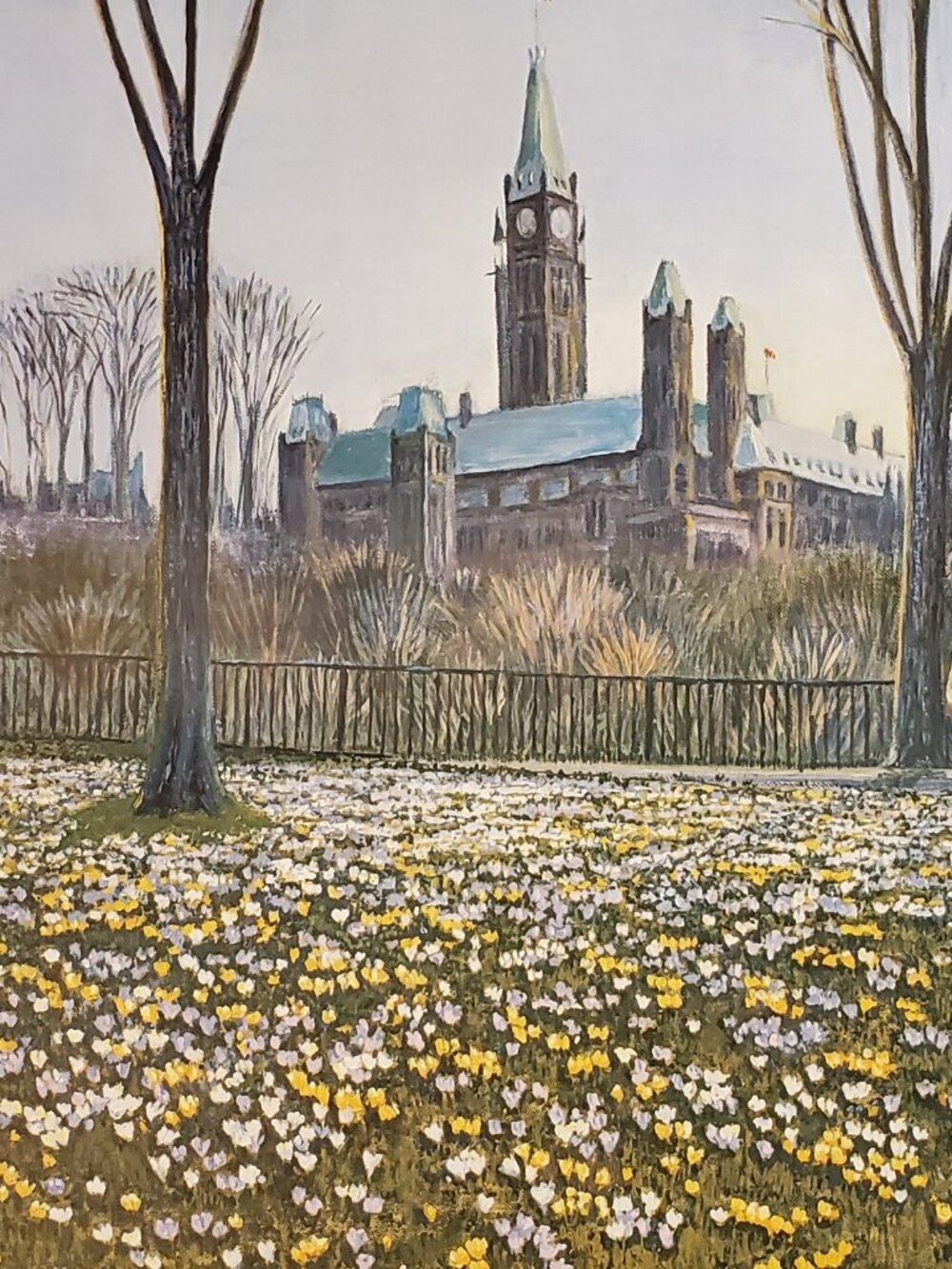 Ottawa Parliament Hill Springtime E Chene NCC Canada Art POSTER Vintage Flowers